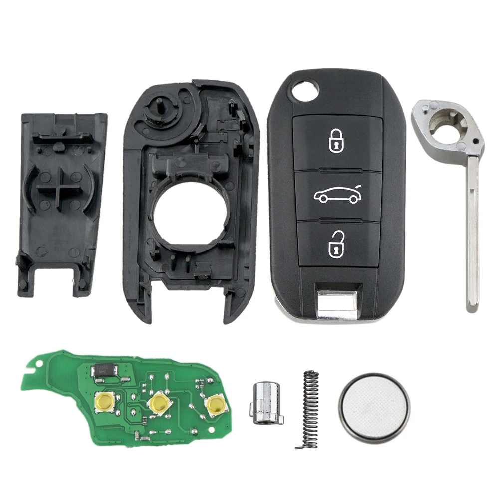 433 MHz 3 Pulsanti Chiave A Distanza Dell'automobile Borsette Fob Misura per Peugeot 208 2008 301 308 5008 508 Chiave Fob Della Copertura Della Cassa con 46 Chip HU83 Lama
