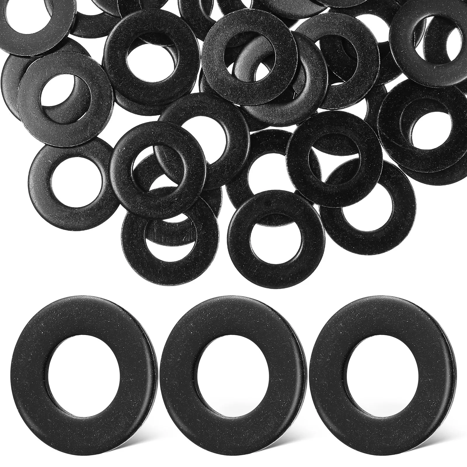 

50 pcs Black 304 Stainless Steel Flat Washers for Construction Industrial Hardware Gasket Round Spacer Set Screw Fastener
