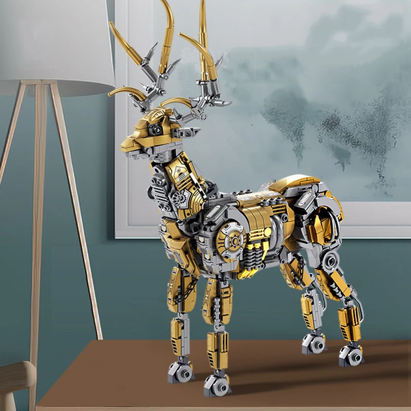 MOC Mechanical Elk Montar Tijolos Modelo, Figuras de Blocos de Construção, Elk Mecânico, Steam Toy, Coleção para Meninos, Presentes Criativos