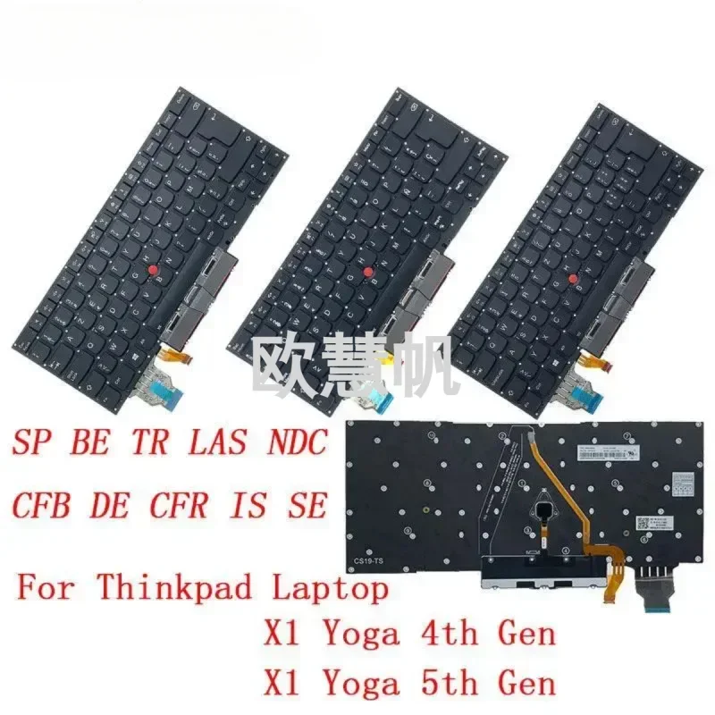 

^SP ES BE TR LAS NDC CFB DE GR CFR IS IC SE Backlit Keyboard for Lenovo Thinkpad X1 Yoga 5th 4th Gen 4 5 Laptop Latin Spanish