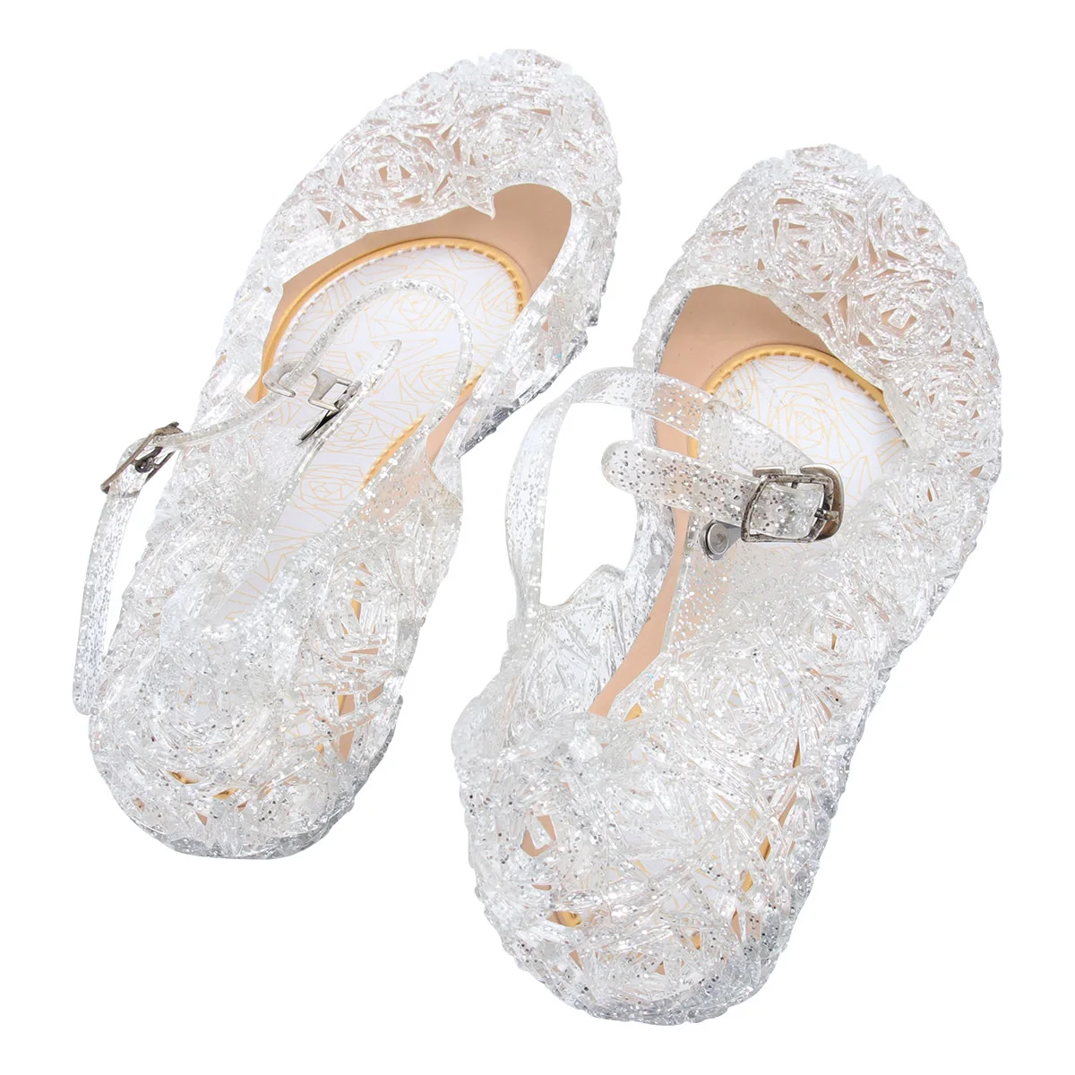 1 par de sandálias para bebês meninas, sandálias de verão com salto alto, material de pvc confortável, design elegante, ideal para festas