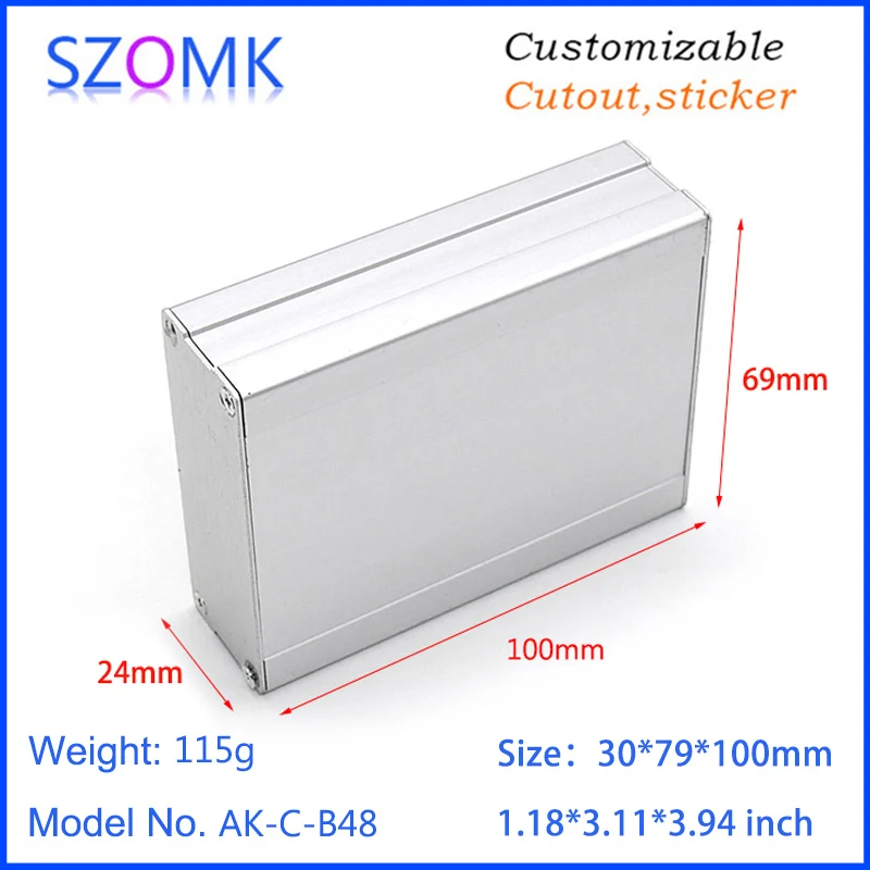 1Pcs 30*79*100mm szomk aluminum extruded electronics enclosure tool box silvery aluminum box electronic outdoor project case