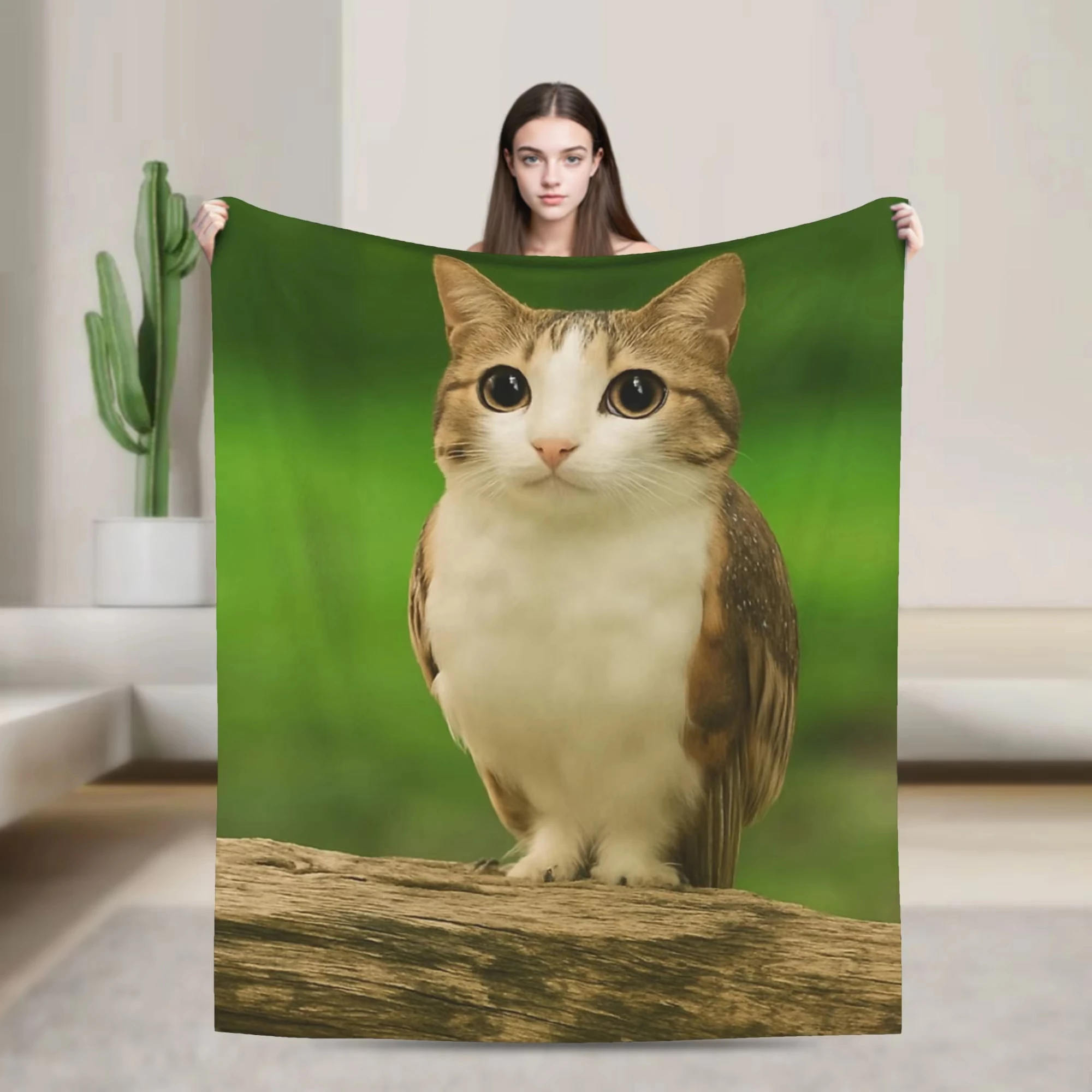 Manta Meme de búho y gato Meowl famoso de Internet, terciopelo super suave, leve para sofá cama, oficina, viaje, Picnic, todas