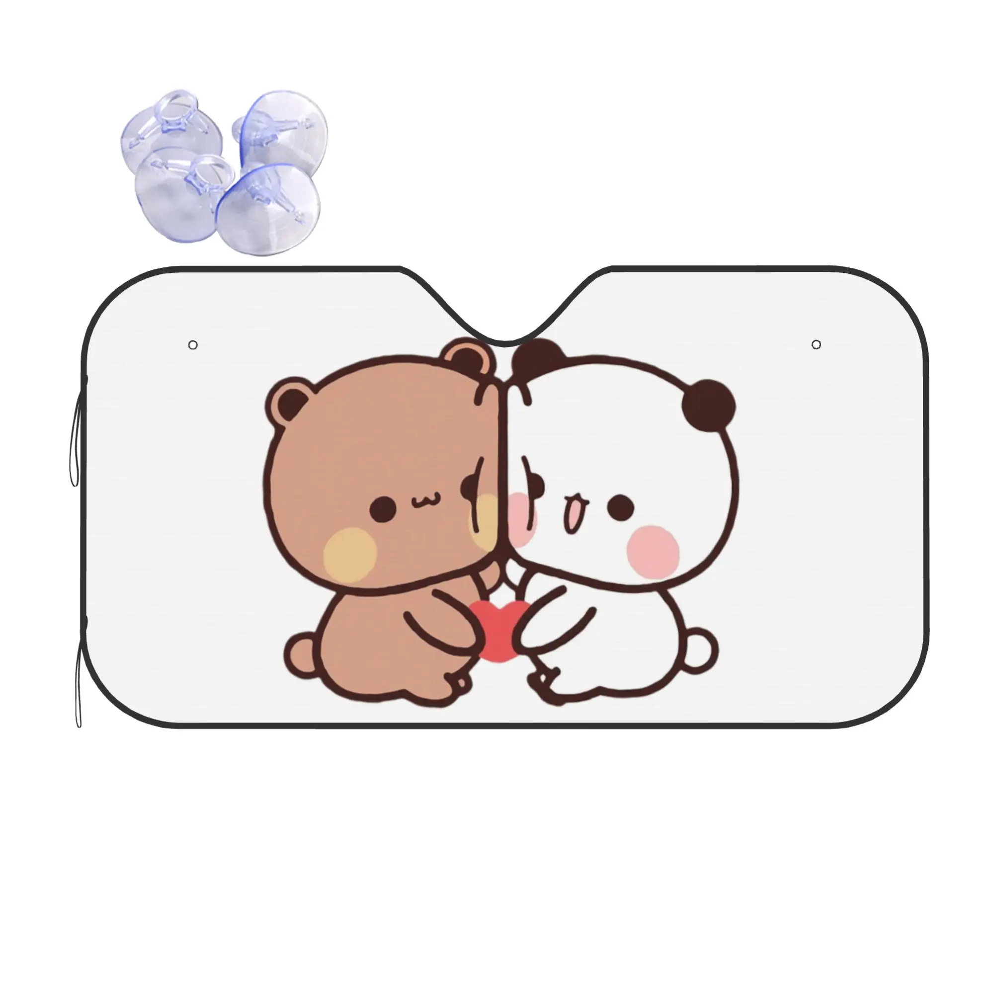 Windshield Sun Shade Car Bubu Dudu Panda And Brownie Bear Couple Solar Reflector Protector Visor Screen Cover Vehicle Windscreen