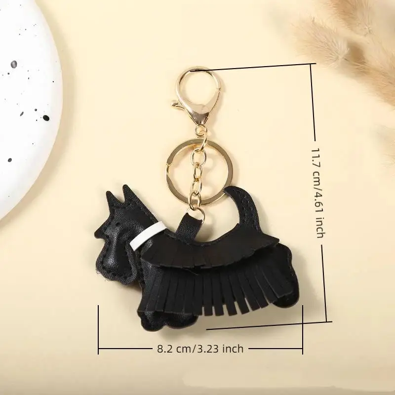 Trendiger Schnauzer-Taschenanhänger aus PU-Leder mit Fransen, einzigartiges Auto-/Taschen-Accessoire, niedliches Ornament für Hundeliebhaber – Detail 7