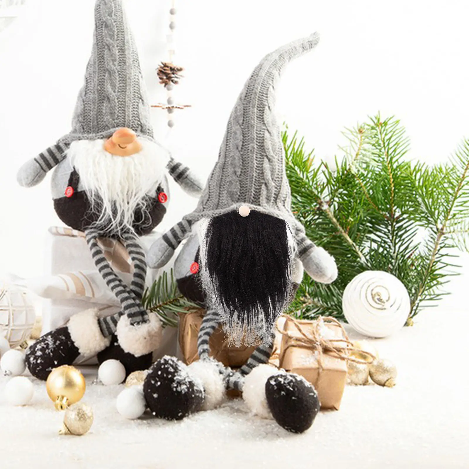 

12 наборов: бороды для гномов и деревянные шары для рукоделия, гладкие деревянные бусины, аксессуары для носов, легкие материалы для творчества, Рождество