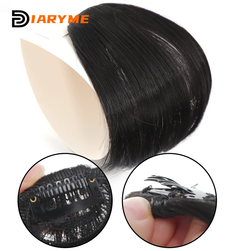 Synthetic Clip-In Air Hair Bangs Extension Natural Short Black Neat Straight Bangs Hair Extensions Heat Resistant False bangs Ha