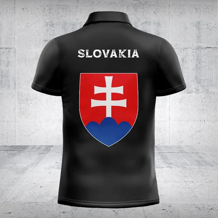 Customized Slovakia Shield Graphic Polo Shirt Summer Casual Men's Fashion Loose E-Sports Jersey Plus Size Short Sleeve Clothes