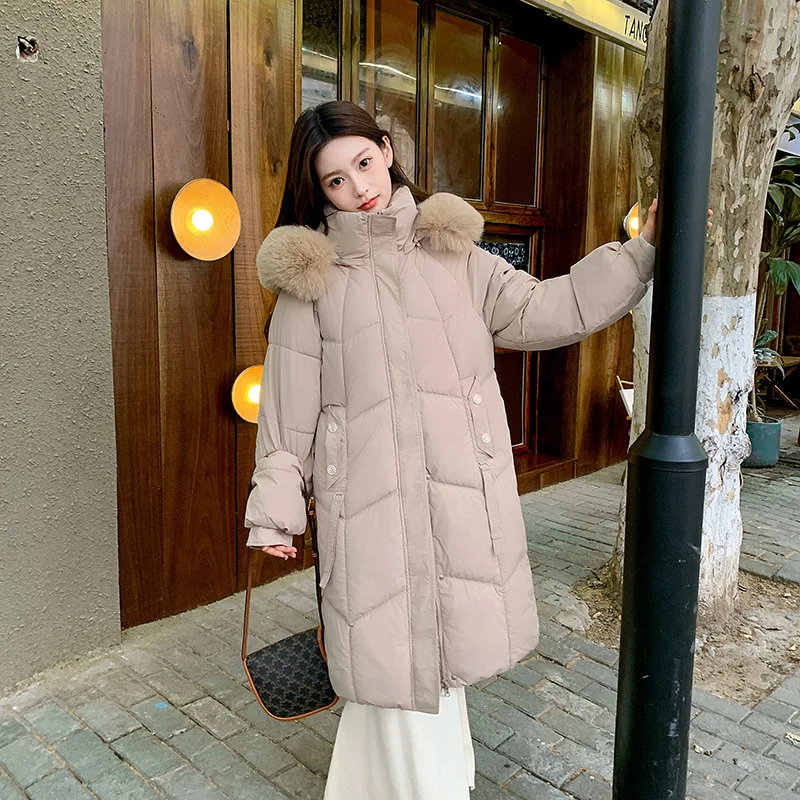 القطن وسادة مبطنة المرأة سترات الفراء طوق مقنعين معطف طويل سميكة البخاخ يندبروف معطف مكتب سيدة الشتاء ملابس خارجية #2