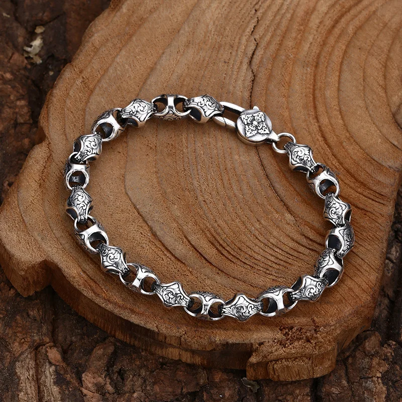 925 sterling silver bracelet tangcao Vajra bracelet splendid trendy Thai silver retro personality distressed ornament