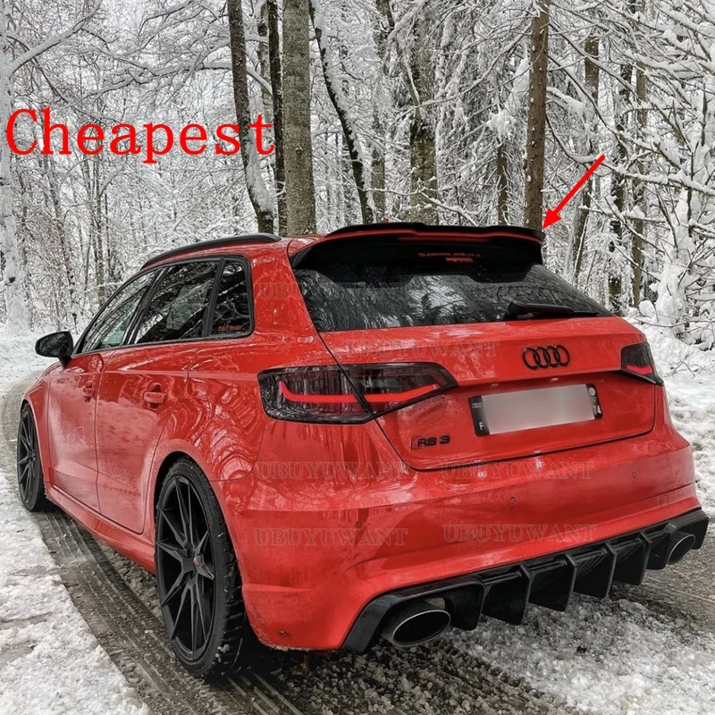 For Audi A3 S3 S Line 8V Hatchback 5Doors 2014-2020 High Quality ABS Plastic Rear Roof Spoiler Trunk Wing Boot Cover Accessories