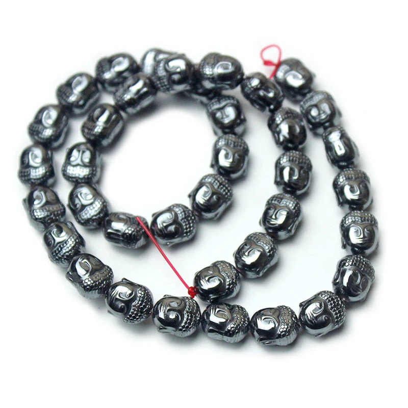 10 Pieces Buddha Maitreya Head Black Hematite Beads Natural Stone Loose Beads Jewelry Bracelet Making DIY Findings Accessories