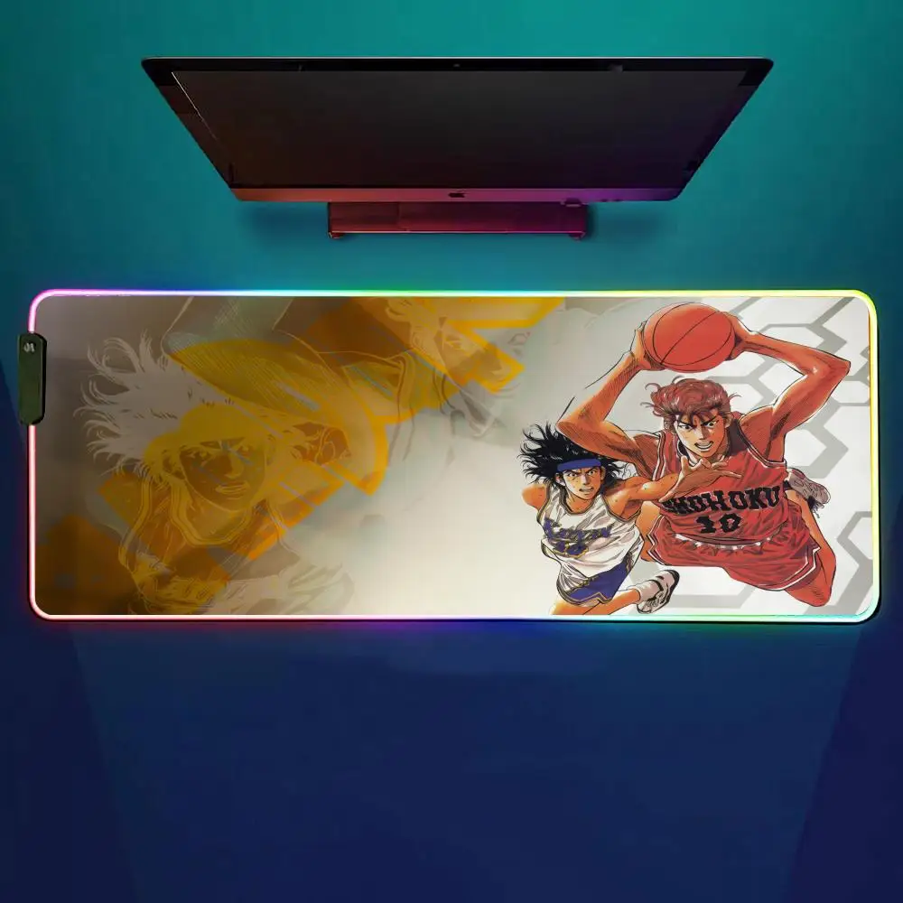 

Anime Slam Dunk Basketball Mouse Pad RGB Gaming Mouse Pad Desk Mat HD Gamer Large LED Light XXL MousePads