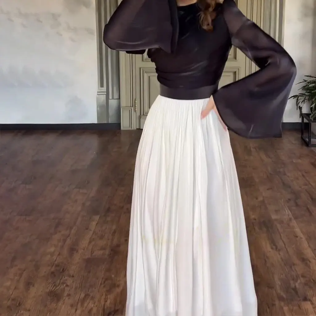 Ladies Mercerized Dress Slimming Waist Design Autumn New European American Style Women's Clothing