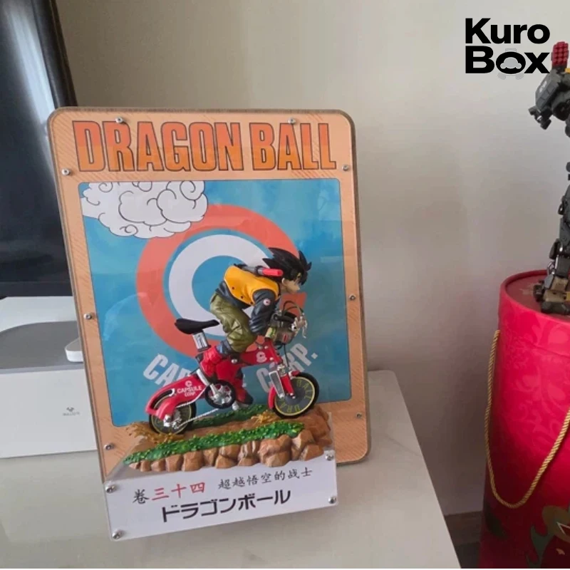 Figura de Anime de Dragon Ball Z, Bulma con Traje Espacial, Goku en Bicicleta, Pintura 3D de Manga, Adorno de Escritorio, Decoración, Mercancía de Anime Coleccionable