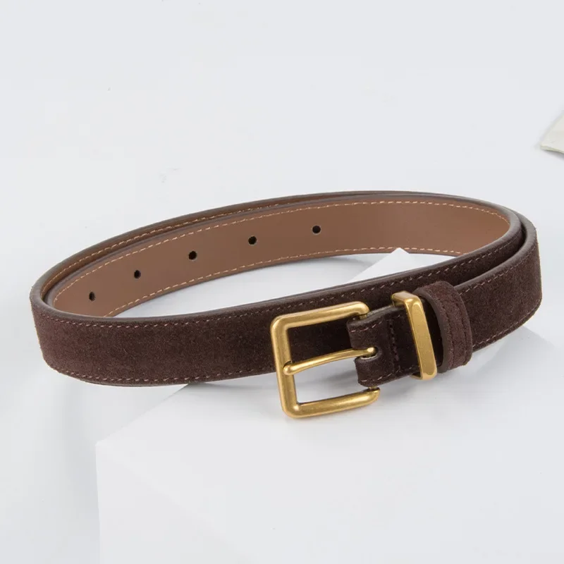 Luxury High-end Suede Frosted Leather Women's Belt Cowhide Retro High-end Feeling Paired with Skirt Jeans Casual Belt