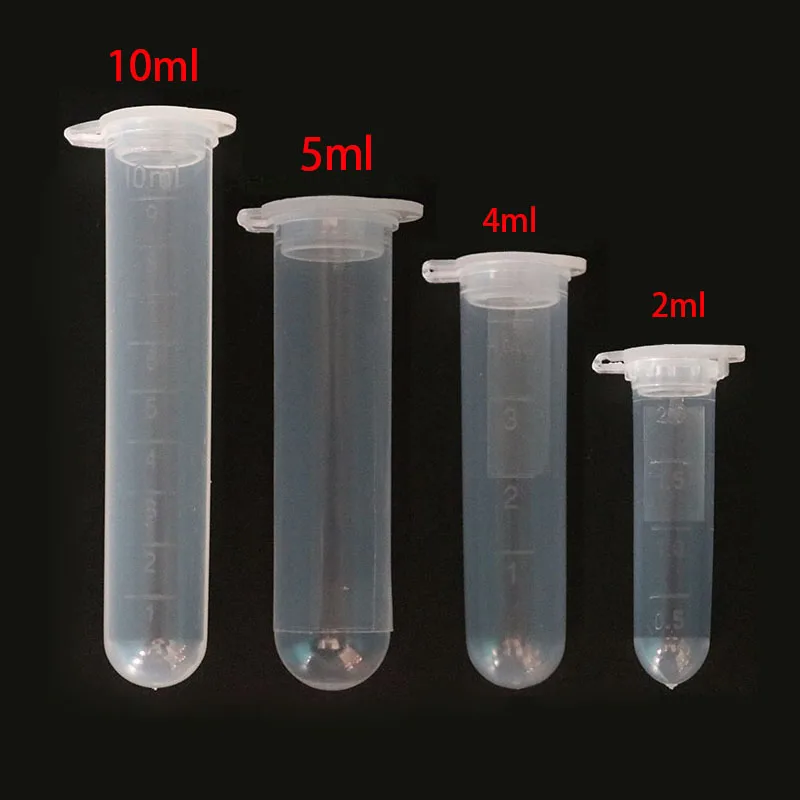 10pc 2/4/5/10ミリリットル実験室用品サンプル透明マイクロプラスチック製遠心管試験管スナップ実験室容器蓋