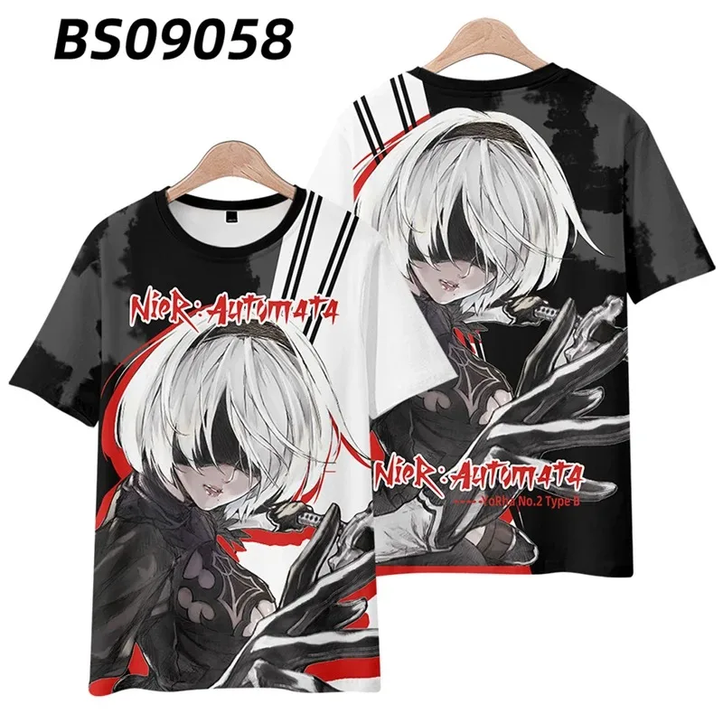 Nier automata 2b yorha não. 2 tipo b 9s yorha não. 9 tipo s cosplay traje 3d impressão de manga curta camisetas gráficas 2024