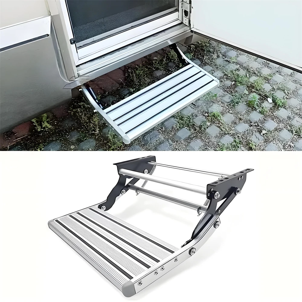 RV-Eingangstür, manuelle Klappleiter, Stufe, Wohnmobile, Aluminiumlegierung, RV-Pedalstufe, teleskopisch, rutschfest, Wohnwagen-Zubehör