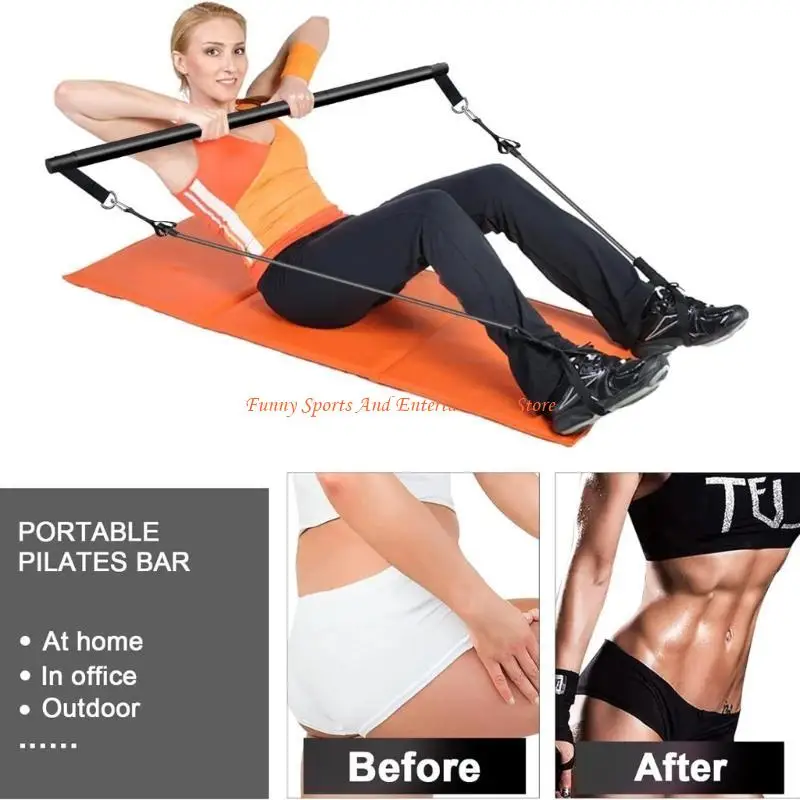 C4DE Pilates-Stab-Sets mit Widerstandsband, Heim-Fitnessstudios, Krafttrainingsgeräte – Detail 5