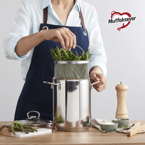 Pote de espargos de aço de roe mutfaksever
