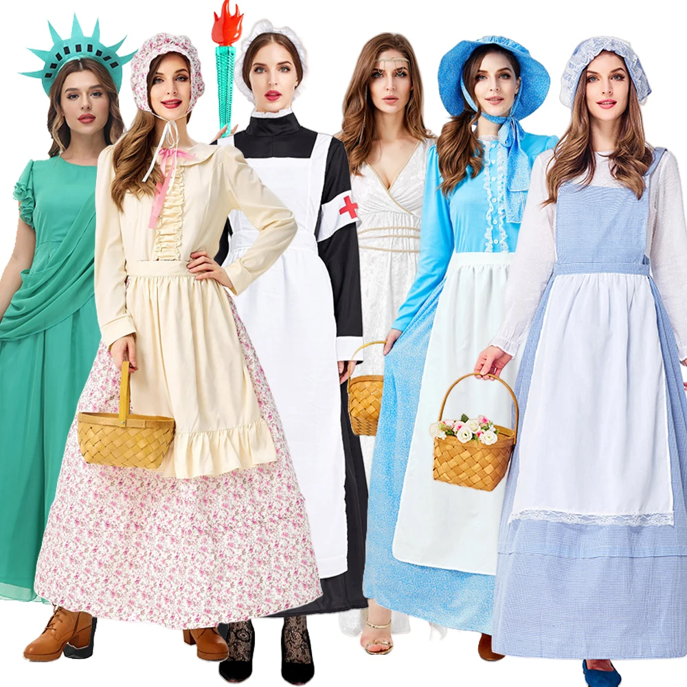 

Хэллоуин Фея Т Волк и костюм матери, военная медсестра, костюм прерии для девочек, традиционная китайская этническая одежда для фермерских девушек