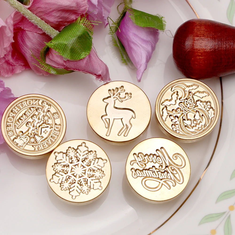 Christmas Series,Bell,Christmas Tree Wax Seal Stamps Interchangeable Brass Stamp Heads for Decorating Gifts and Greeting Cards