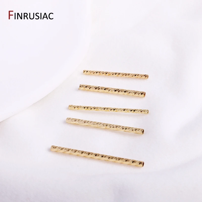 14k Real Gold Plated Corrugated Tube Beads 8 Sizes Long Curved Tube Beads For Jewelry Making Supplies, DIY Accessories Wholesale