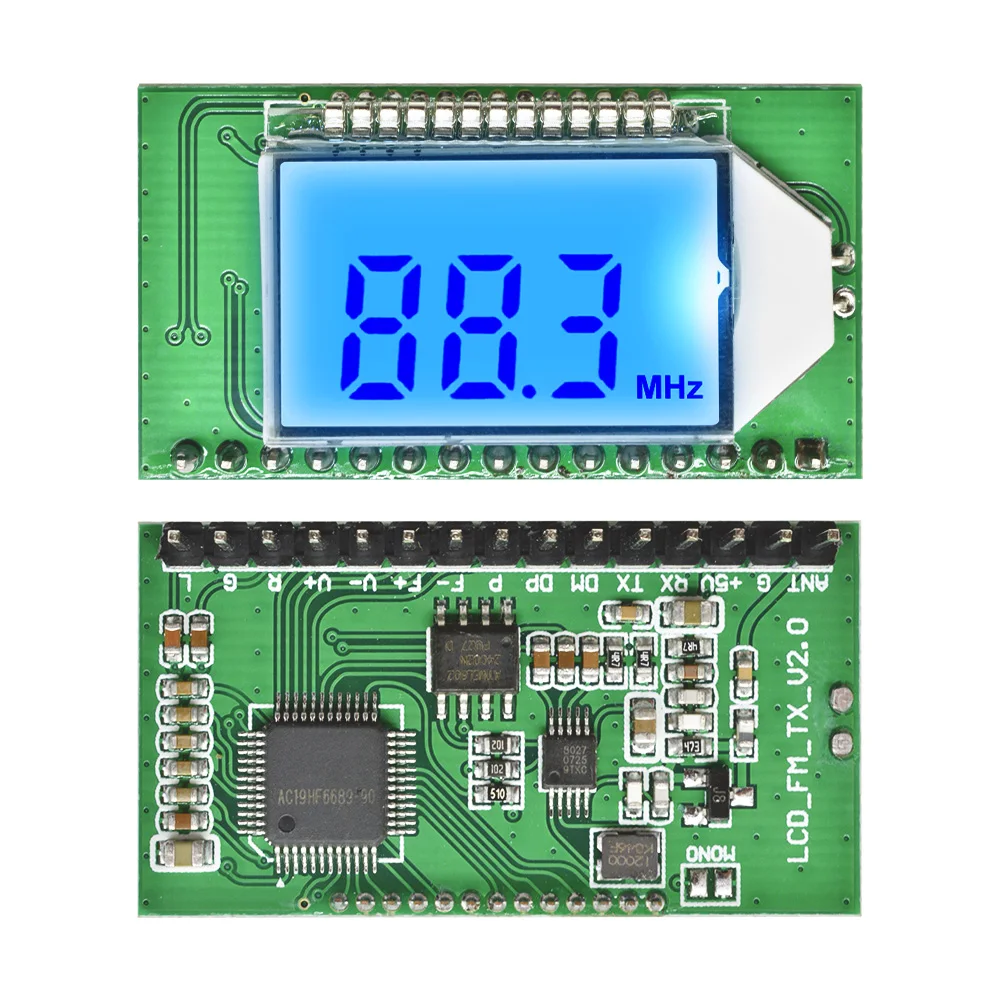 Módulo transmissor FM dsp pll dc 3v-5v 87-108mhz, placa de microfone digital estéreo sem fio, simulação de frequência multifuncional