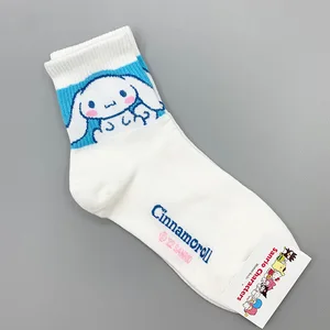 Socks Girls Hello Kitty, Y2K, Medium Kuromi Cinnamoroll, Kawaii Saanrio, Melodie, Rosen, Schwarz, Weiß Hauptverkäufe weißer Zimt - №1