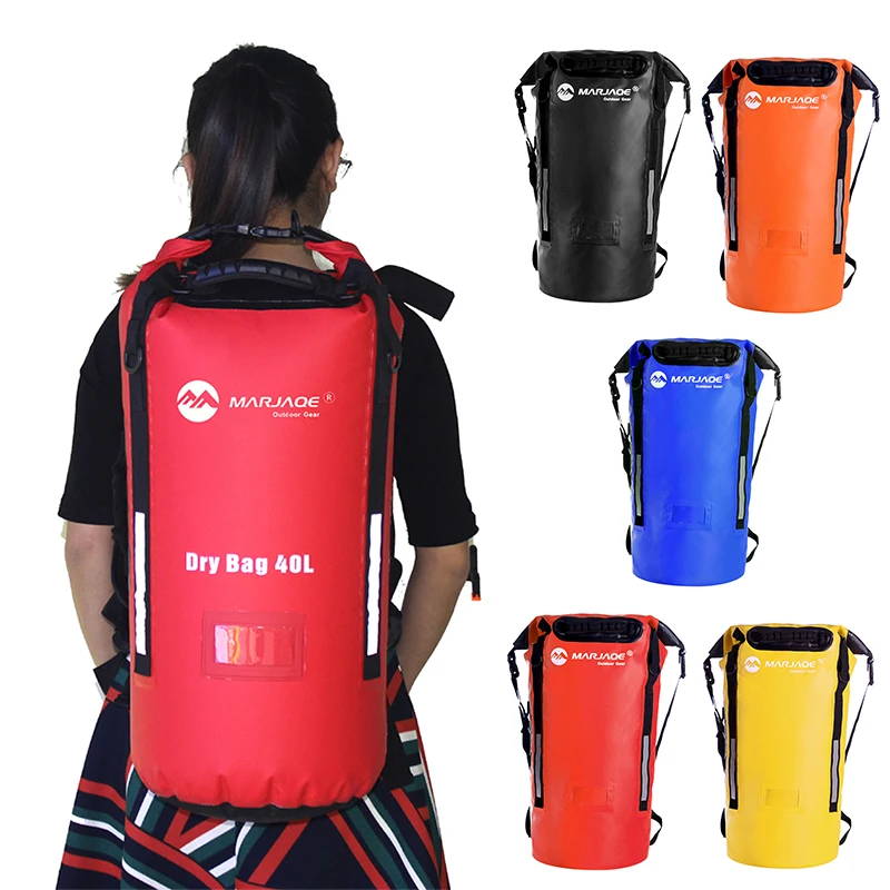 40L Large Capacity River Trekking Bag 500D PVC Waterproof Backpack Outdoor Equipment Duffel Rafting Sports Drybag Hermetic Bag