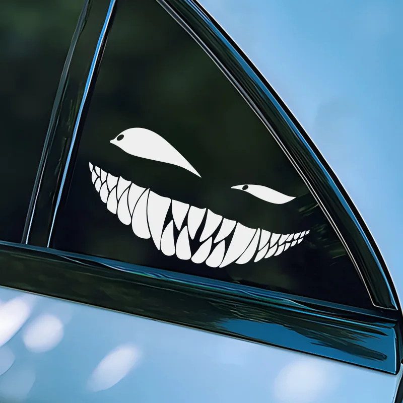 Cool Leant Eyes Bad Smile Stickers Car Motorcycle Devil Decals for Motorbike Fuel Tank Helmet Decoration DIY Auto Window Styling