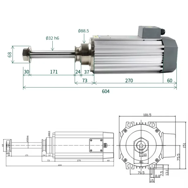 Extended Shaft High-speed Spindle Motor High Speed Motor For Grinding, Polishing And Deburring