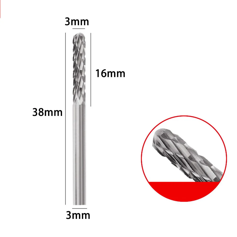 10 PCS 3mm Shank Double Cut Tungsten Carbide Rotary File Set Alloy Milling Cutter For Rotary Tool Rotary Files