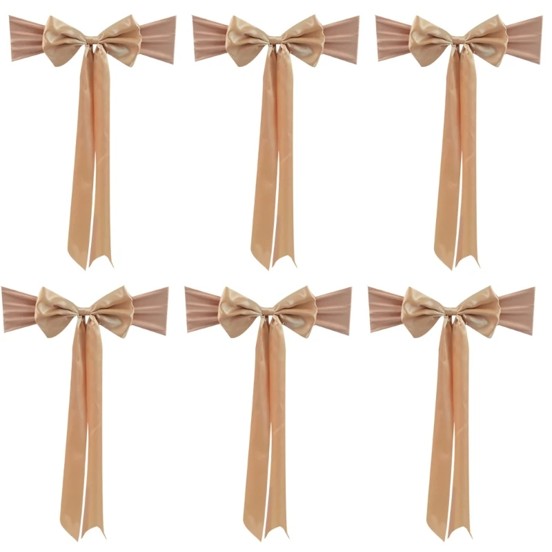 N0HB Chair Ribbon for Chair Cover for Wedding Chair Back Decors Chair Sashes 1/6PCS