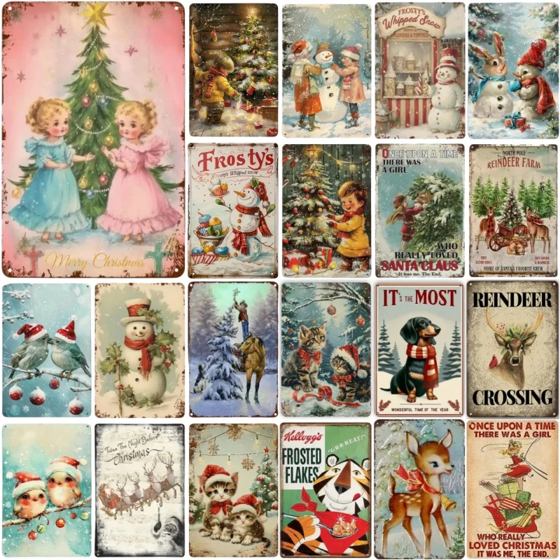 Vintage Metall Poster Weihnachten Elf Metall Zinn Zeichen Poster Platte Bunte Visuelle Effekt Wand Kunst für Cafe Bar Büro Club Par