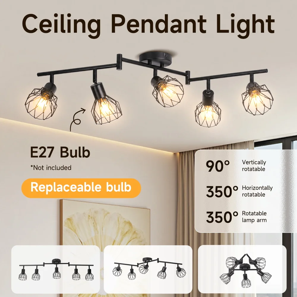 

Led Ceiling Hanging Lamp 110/220V Angle Adjustable E14 E27 Modern Spotlight for Bedroom Clothing Shop Home Chandelier Decor