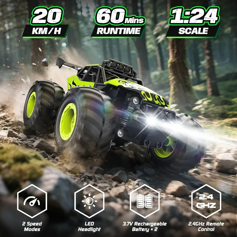 Cool Stuff Toy Car Funny Gift-1:24 Alloy High-speed Rc Truck,Remote Control Car,Kawaii Graffiti Off-road Rc Cars,Toys for Kids