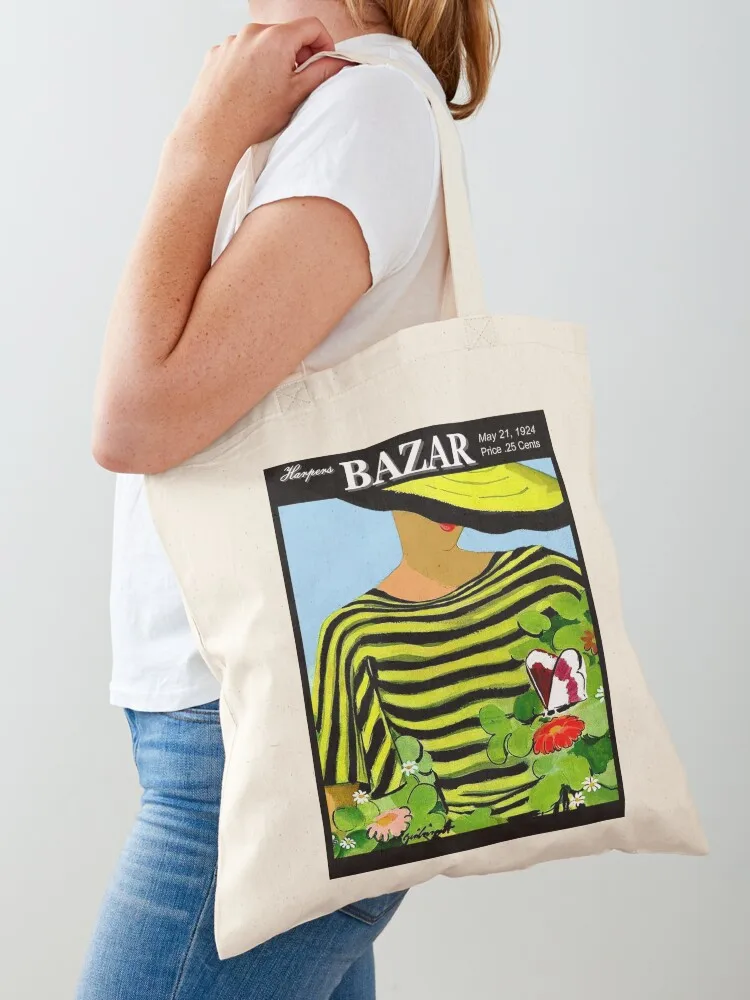 HARPERS BAZAR: Bolsa de mano con estampado publicitario de la revista Vintage 1924, bolsas ecológicas, bolsos de compras