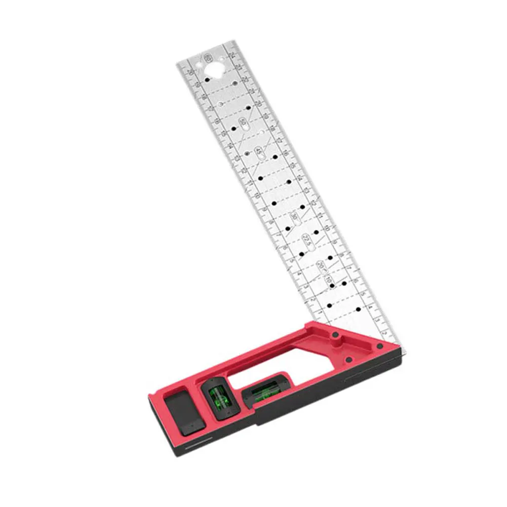 

250/30/400mm right angle layout ruler with integrated level centimeter marks and centering holes for accurate shop work