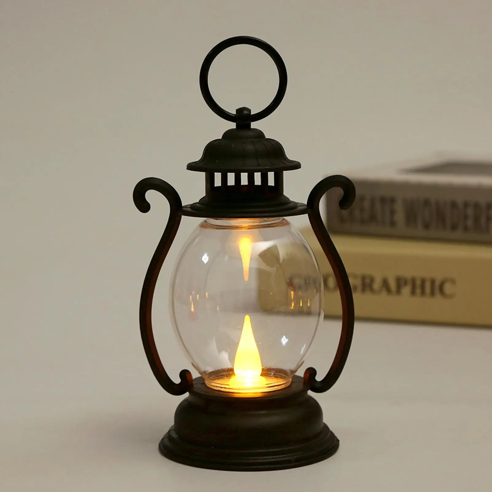 Tragbare Vintage-Öllampe, Weihnachts-LED-Nachtlichter, batteriebetrieben, für drinnen und draußen, hängende Laternen, festliche Party-Dekoration – Detail 2