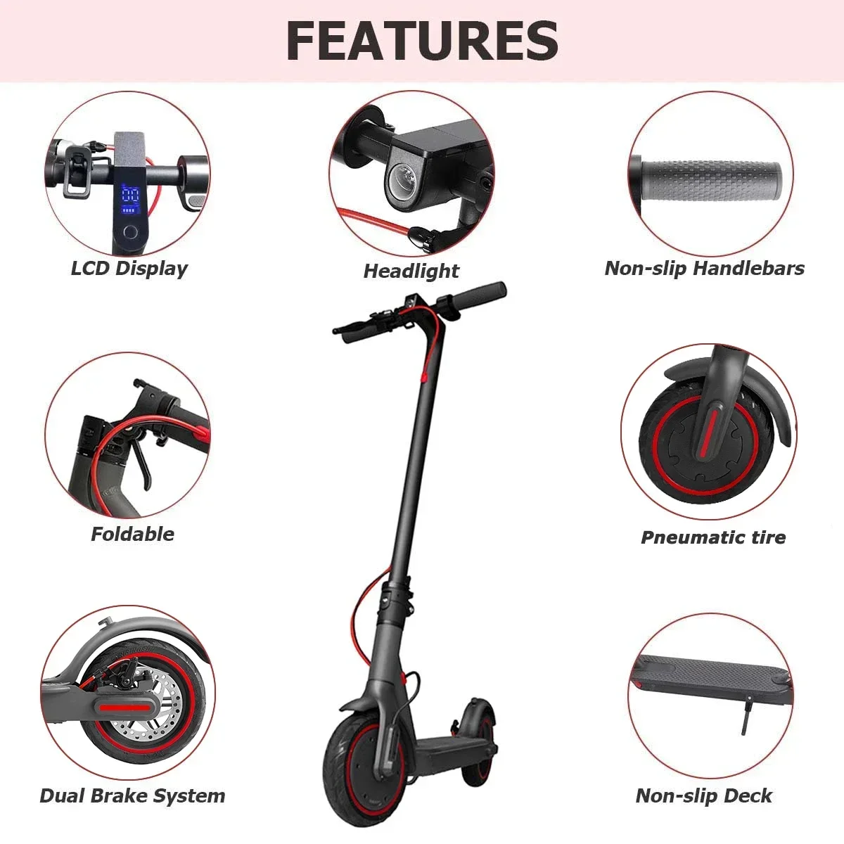 

8.5 Inch H7 350W Scooter Electric Adult Electric Scooters Powerful Adult