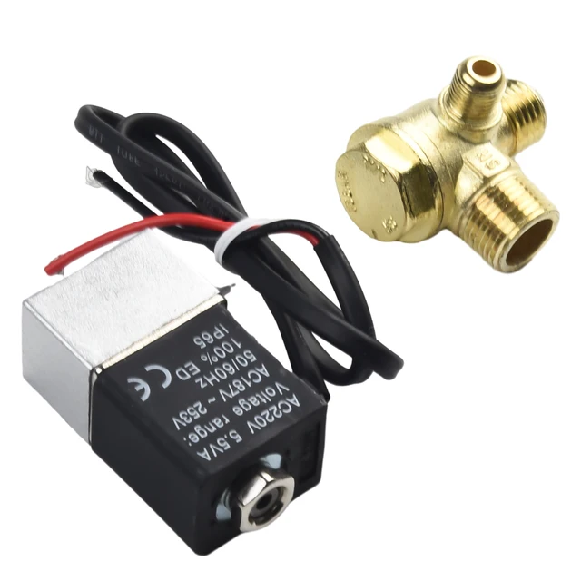 Électrovanne Zinc One-way Valve Solenoid Valve Check Valve Components Cut-off Fits Air Compressor Mute Oil-Replacement Pneumatique — détail 2