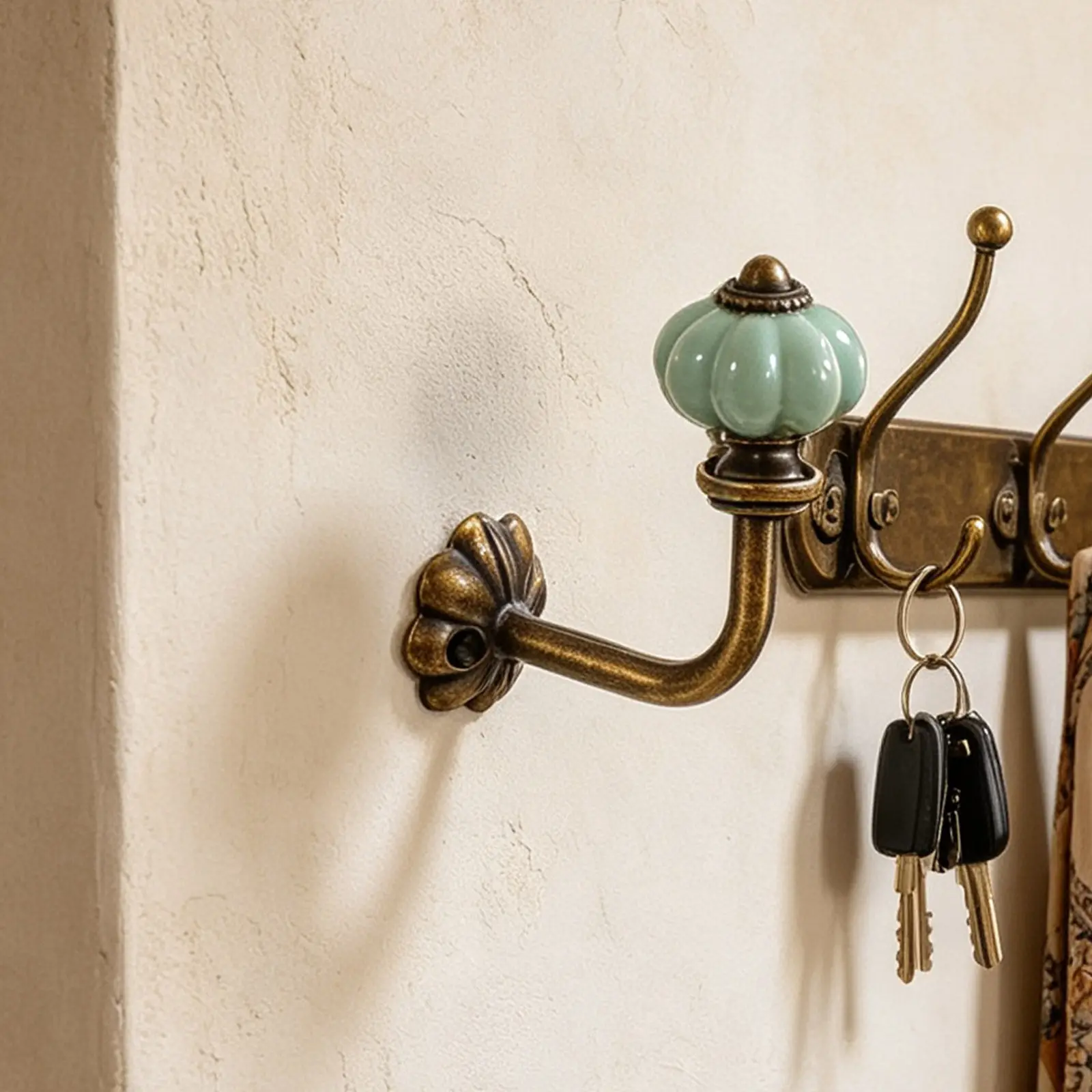 4Pcs Vintage Pumpkin Decorative Hooks Rustic Coat Hanger Ceramic Wall Mount Key Holder Bathroom Entryway Closet Hook