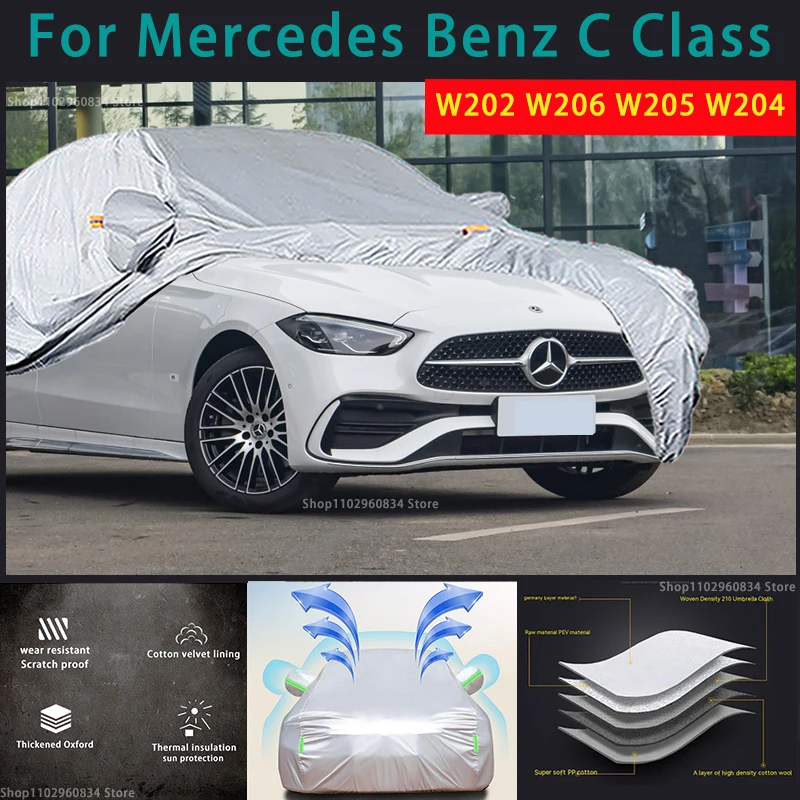 

For Mercedes benz C Class W202 W206 W205 W204 210T Full Car Covers Outdoor Sun uv protection Dust Rain Snow Protective