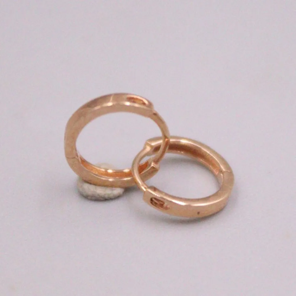 

Real Pure 18K Rose Gold Hoop Women Gift Lucky Smooth Small Earrings 0.39g