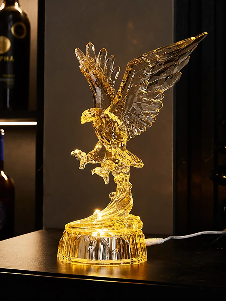 Dazhan Hongtu Transparent Acrylic Eagle Ornament Statuette Office Desktop Animal Figurine Wine Cabinet Decoration Crafts Gift