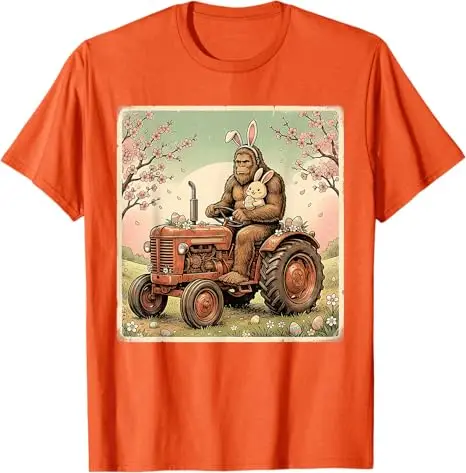 Oster-Bigfoot-Hase-Traktor Lustiges Frühlings-Sasquatch-Bauern-T-Shirt Y2K Niedliches Ästhetisches Grafik-Spruch-T-Shirt Oster-Neuheitsgeschenk-Oberteil – Detail 5