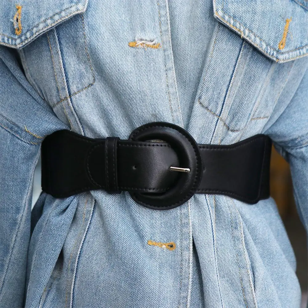 Faja elástica de cuero de moda, corsé elástico de Color sólido, cinturón, lazo, cuerda, corsé de cintura ancha adelgazante para chica