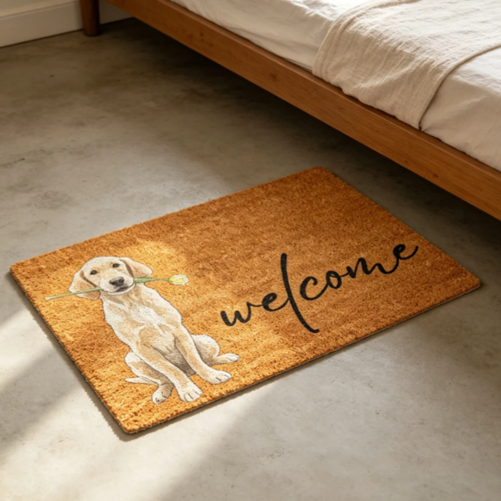 

Custom Bedroom Decorative Doormat Simple Pet Photo Name Print Non Slip Warm Welcome Mat For Home Entrance Indoor Floor Decor